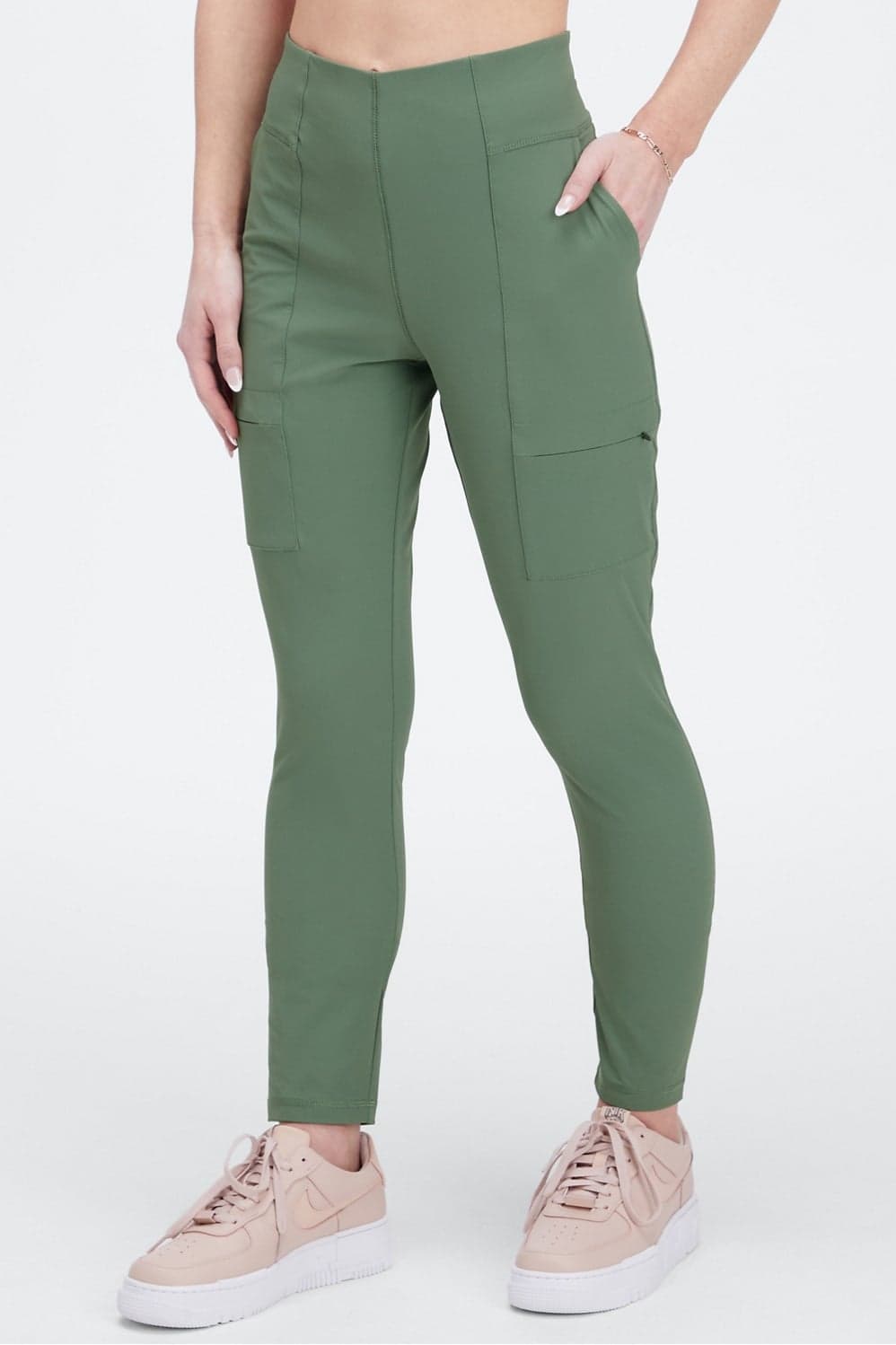 Fabletics Hybrid Cargo Trousers — Muted sage green trouser