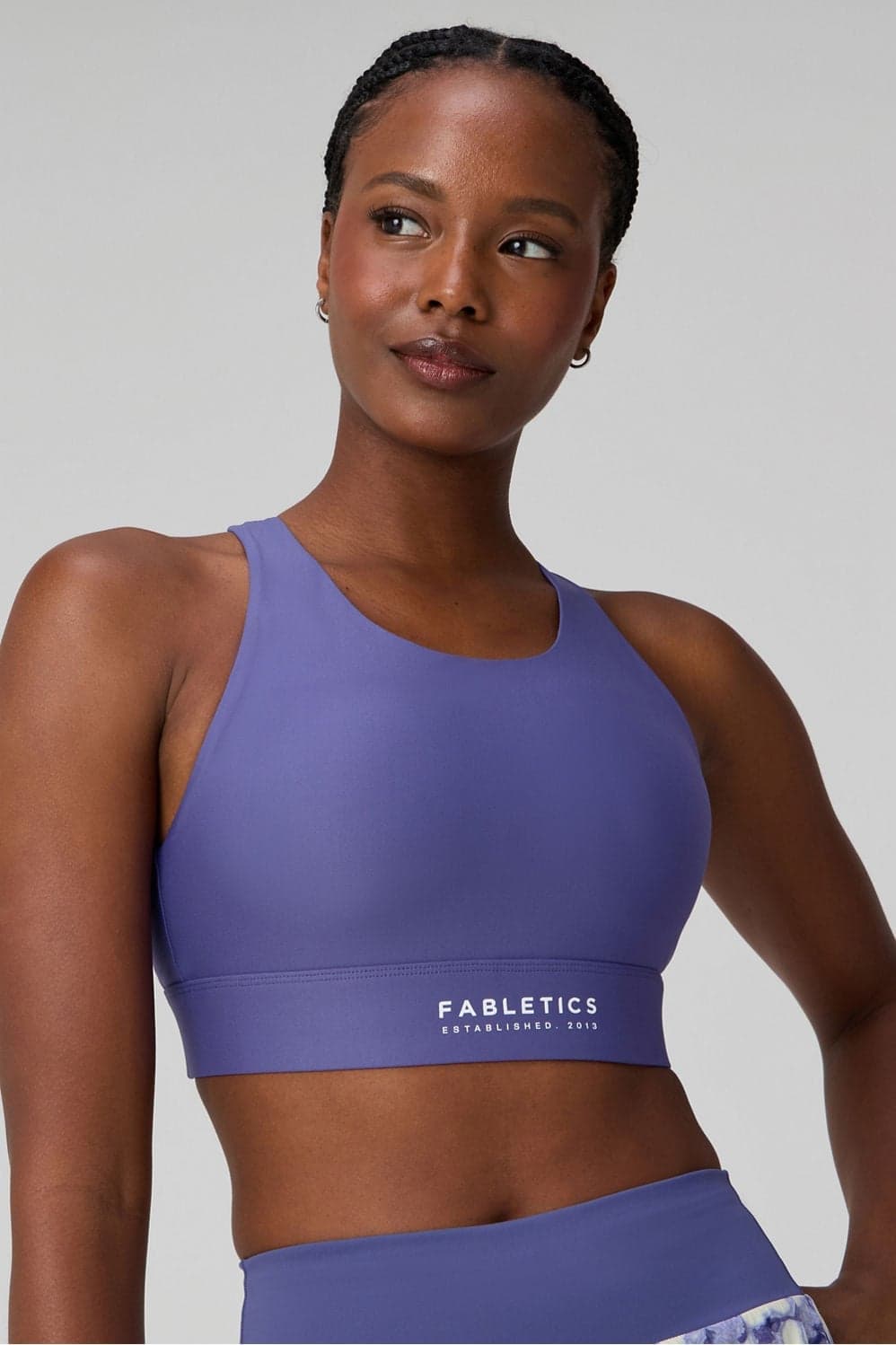 Fabletics No-Bounce High Impact Sports Bra — Muted periwinkle blue top — image 1 of 3