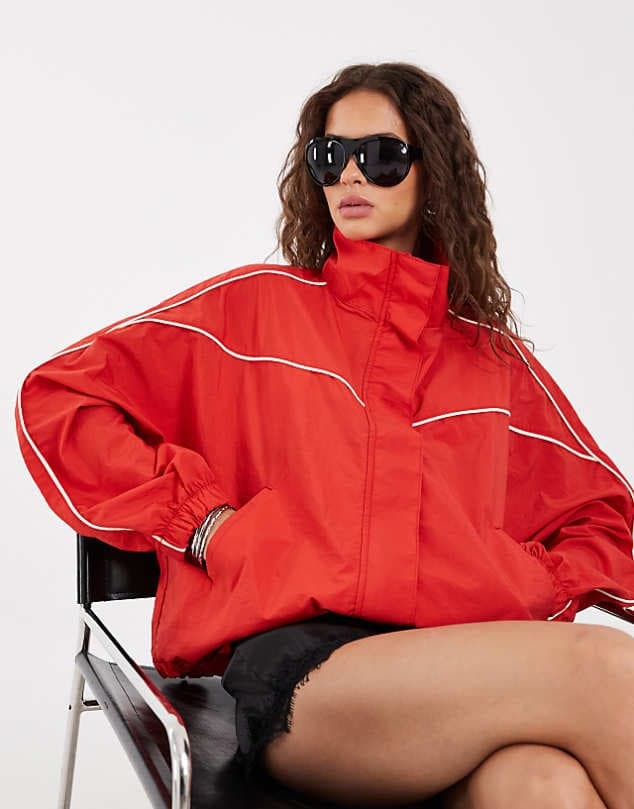 ASOS ASOS DESIGN techy funnel neck windbreaker jacket in red — Bright red jacket