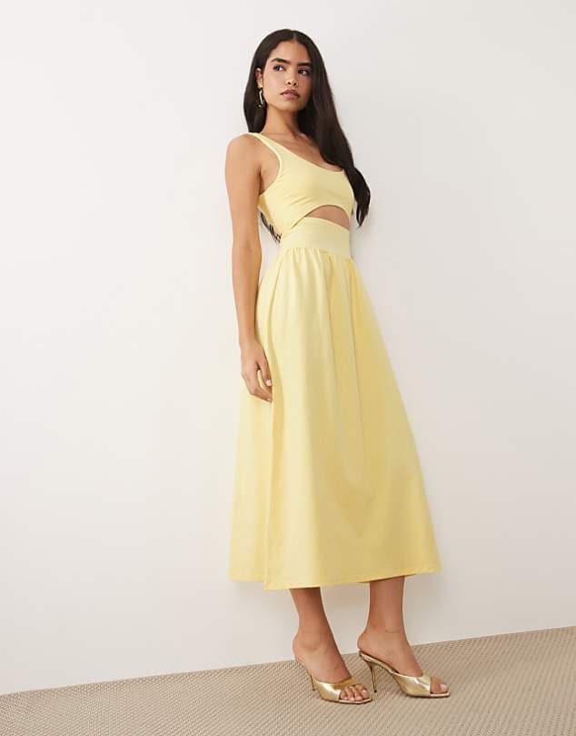 ASOS ASOS DESIGN cut out detail maxi dress in yellow — Butter yellow dress