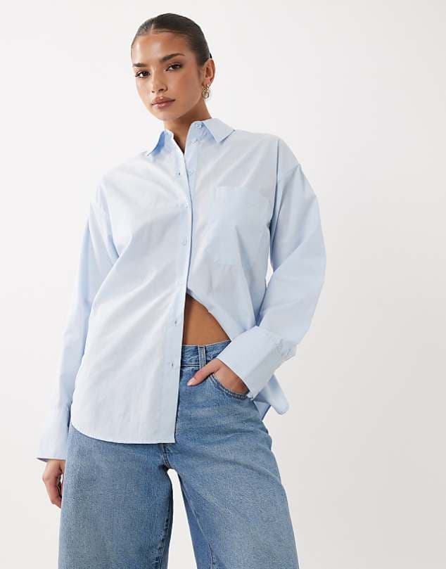 ASOS ASOS DESIGN classic cotton shirt in blue — Light blue top