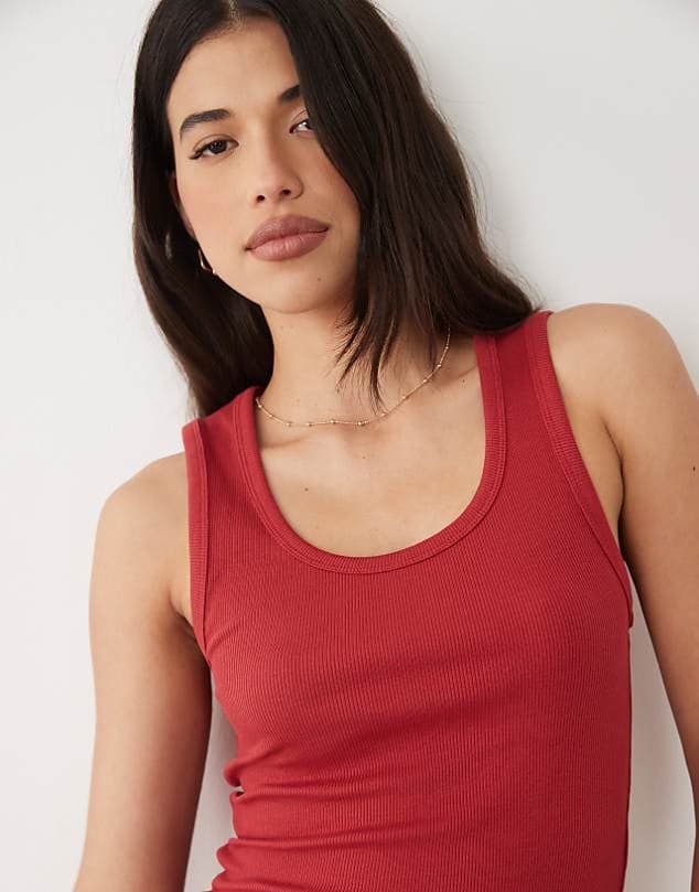 ASOS ASOS DESIGN thick binding detail ribbed scoop neck vest in red — Burgundy red top