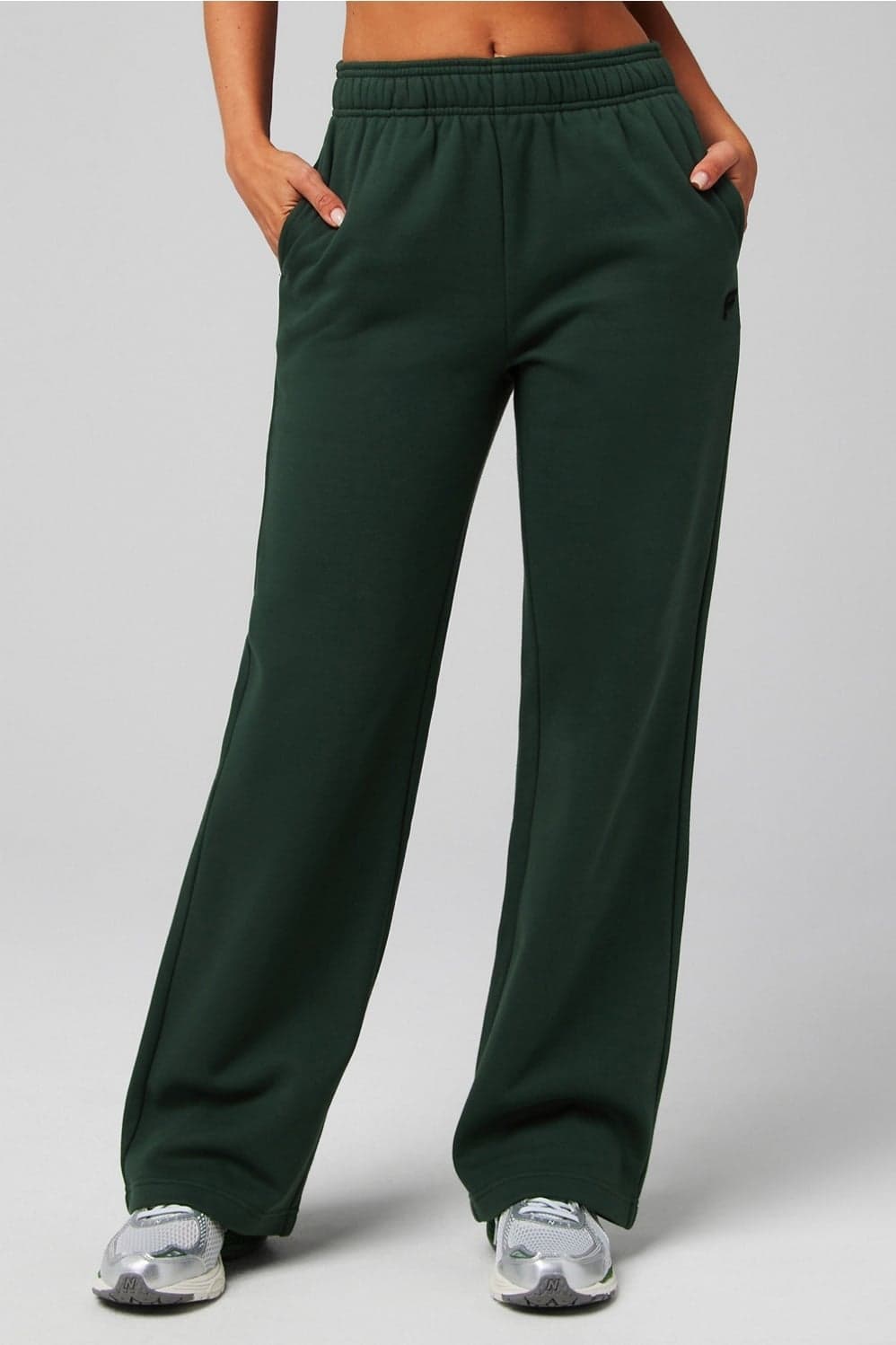 Fabletics Cosy Fleece Wide Leg Tracksuit Bottoms — Deep forest green trouser — image 1 of 4