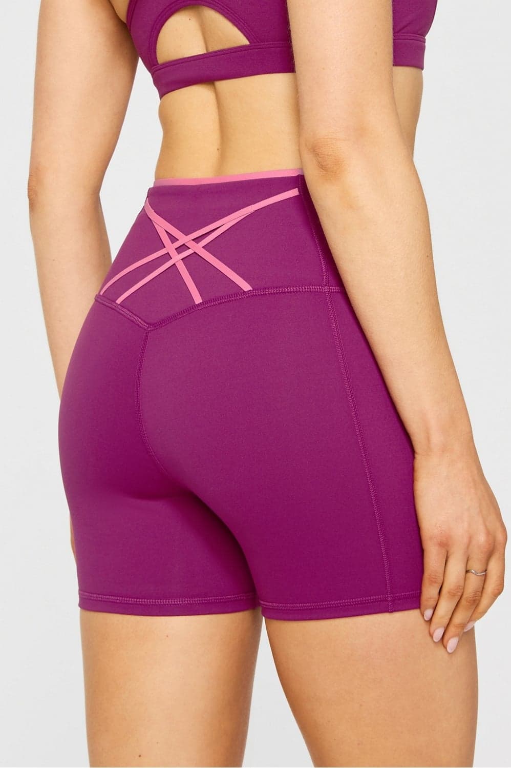 Fabletics Boost PowerHold High-Waisted Athletic Shorts 4" — Vivid purple trouser — image 1 of 4