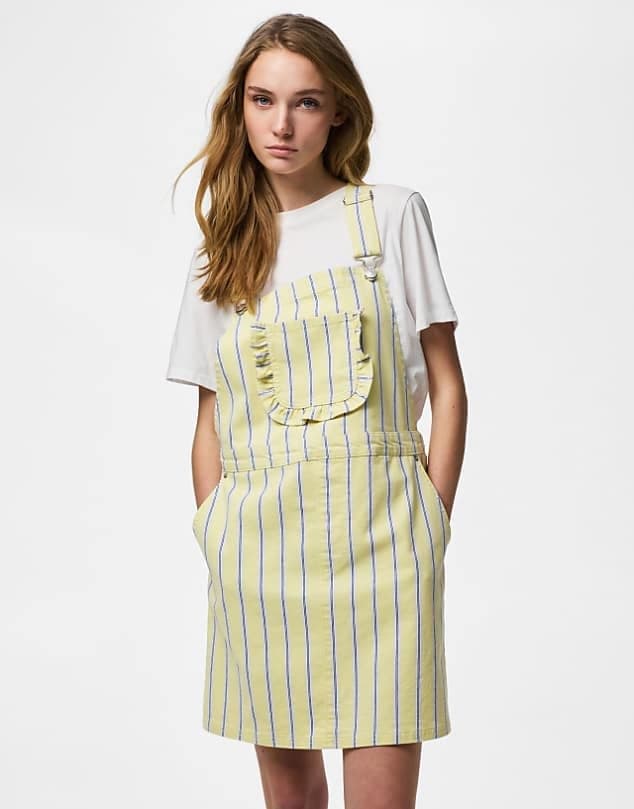 ASOS Pieces Denim dress in french vanilla — Light yellow dress