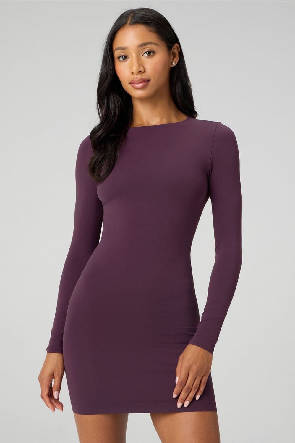 Fabletics Seamless Long-Sleeve Mini Dress — Deep purple dress — image 1 of 3