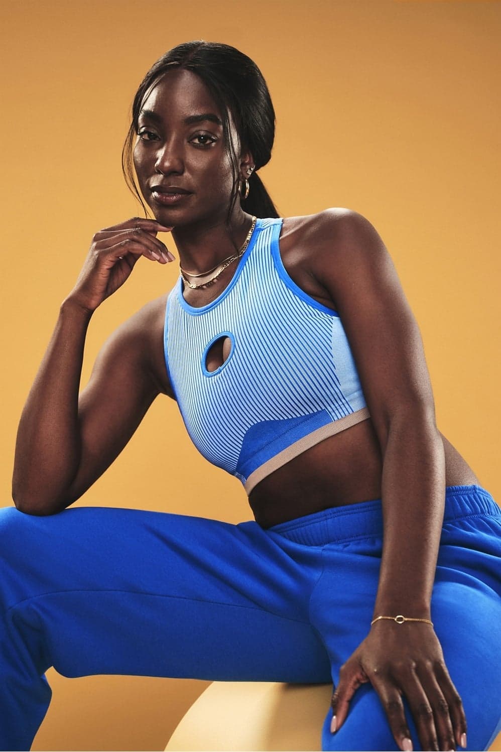 Fabletics Seamless Fusion Low Impact Sports Bra — Light blue top — image 1 of 5