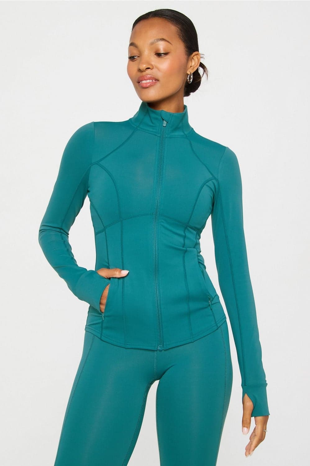 Fabletics Perfect Storm Train Jacket — Deep teal jacket — image 1 of 3