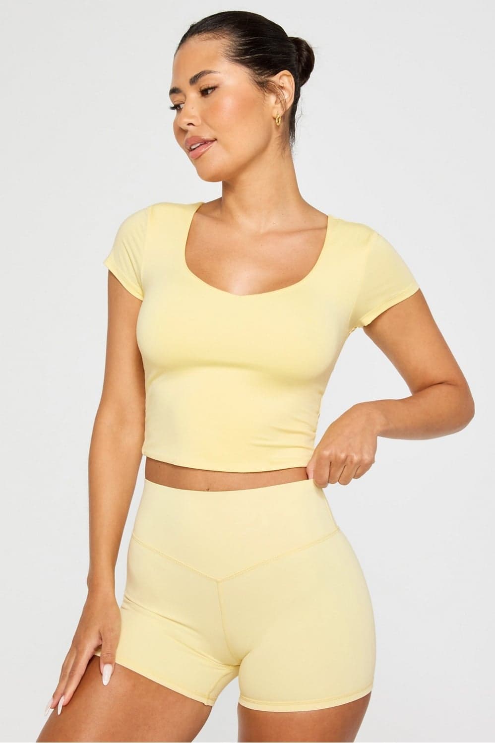 Fabletics AirLite Short-Sleeve Top — Light buttery yellow top — image 1 of 3