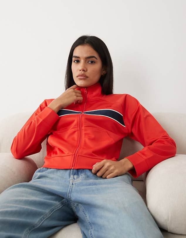 ASOS Vans Nikita track jacket in dark red — Bright warm red jacket