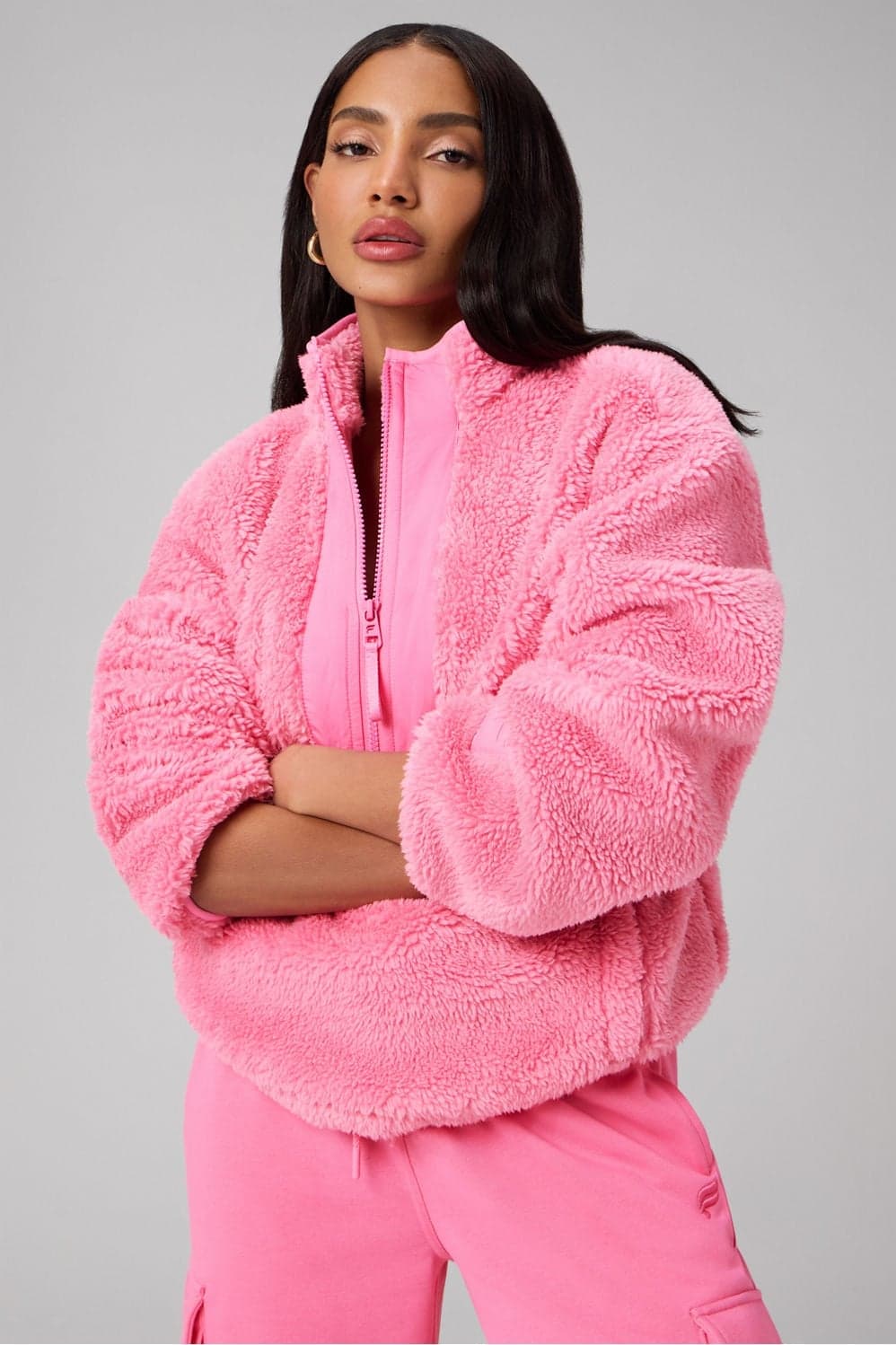 Fabletics Teddy Half-Zip Pullover — Vivid warm pink knitwear — image 1 of 4