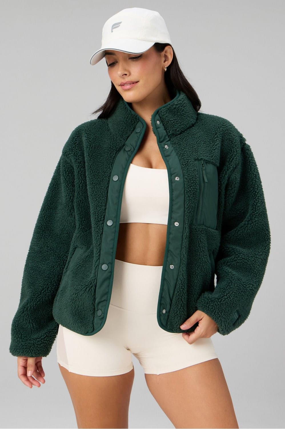 Fabletics Tahoe Teddy Jacket — Deep forest green jacket