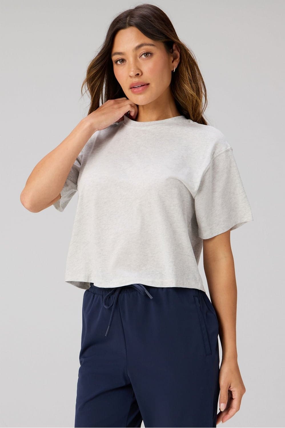 Fabletics 100% Cotton Boxy T-Shirt — Light grey top — image 1 of 3