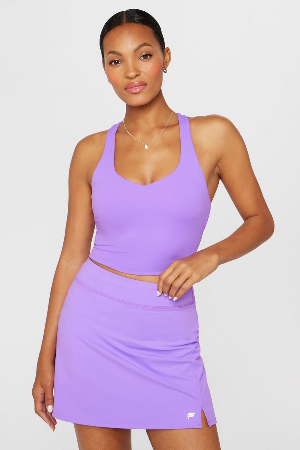 Fabletics Anywhere Cropped Built-In Sports Bra Tank Top — Clear lavender purple top — image 1 of 3