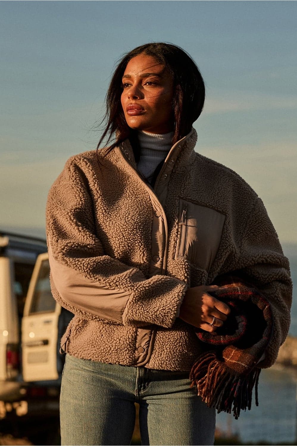 Fabletics Tahoe Teddy Jacket — Warm medium brown jacket — image 1 of 4