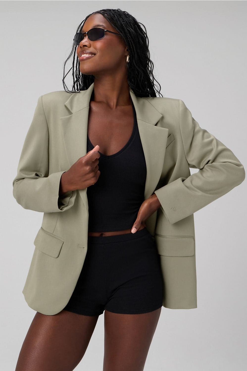 Fabletics Easy Twill Oversized Blazer — Muted sage green jacket — image 1 of 3