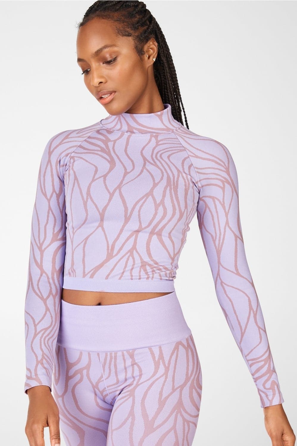 Fabletics Courtney Seamless L/S Top Frosted Lilac/Pink Cloud — Pale lavender purple top — image 1 of 3