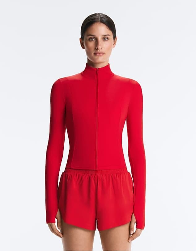 ASOS OYSHO Short light touch technical jacket in strong red — Vivid cool red jacket