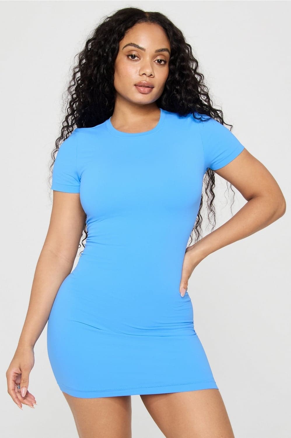 Fabletics Seamless Short-Sleeve Dress — Bright sky blue dress — image 1 of 3