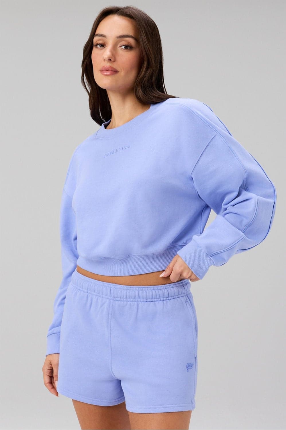 Fabletics Year Round Terry Sporty Crew Neck — Light periwinkle blue knitwear — image 1 of 4