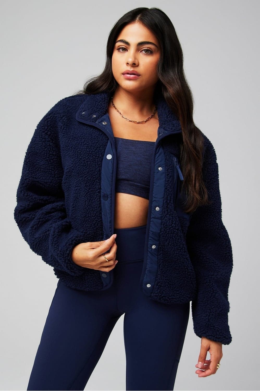 Fabletics Tahoe Teddy Jacket — Deep navy blue jacket — image 1 of 3