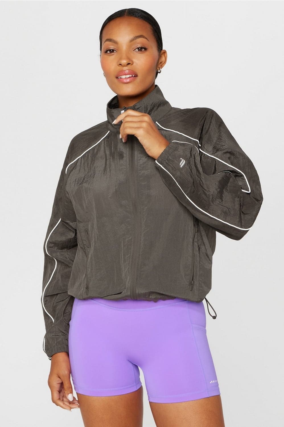 Fabletics Tempo Lightweight Windbreaker Jacket — Deep olive brown jacket — image 1 of 6