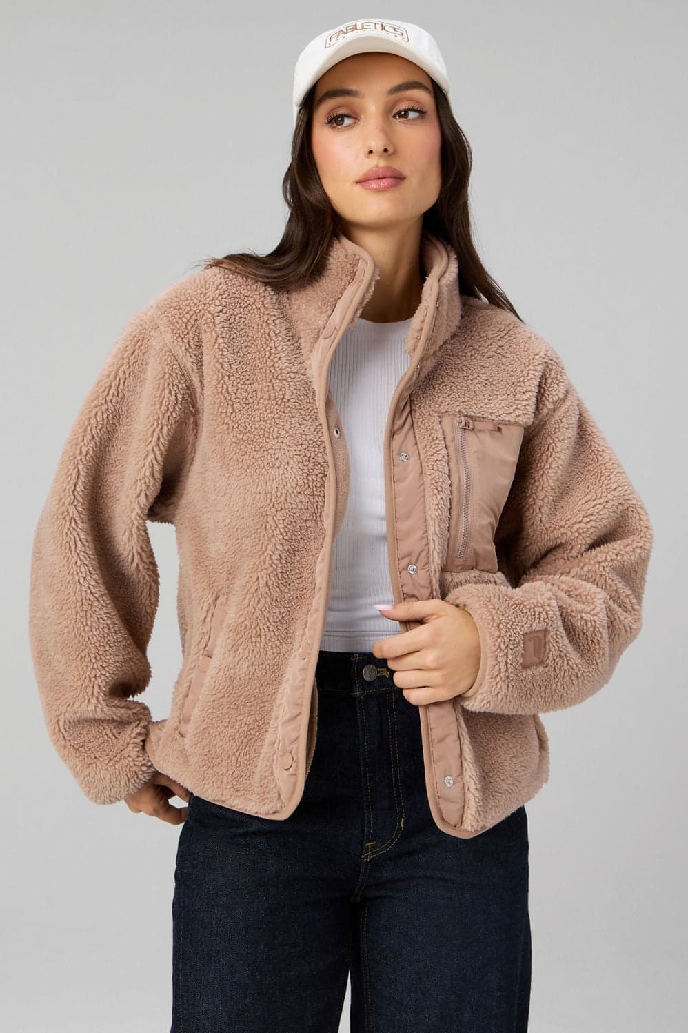 Fabletics Tahoe Teddy Jacket — Muted pink beige jacket — image 1 of 5