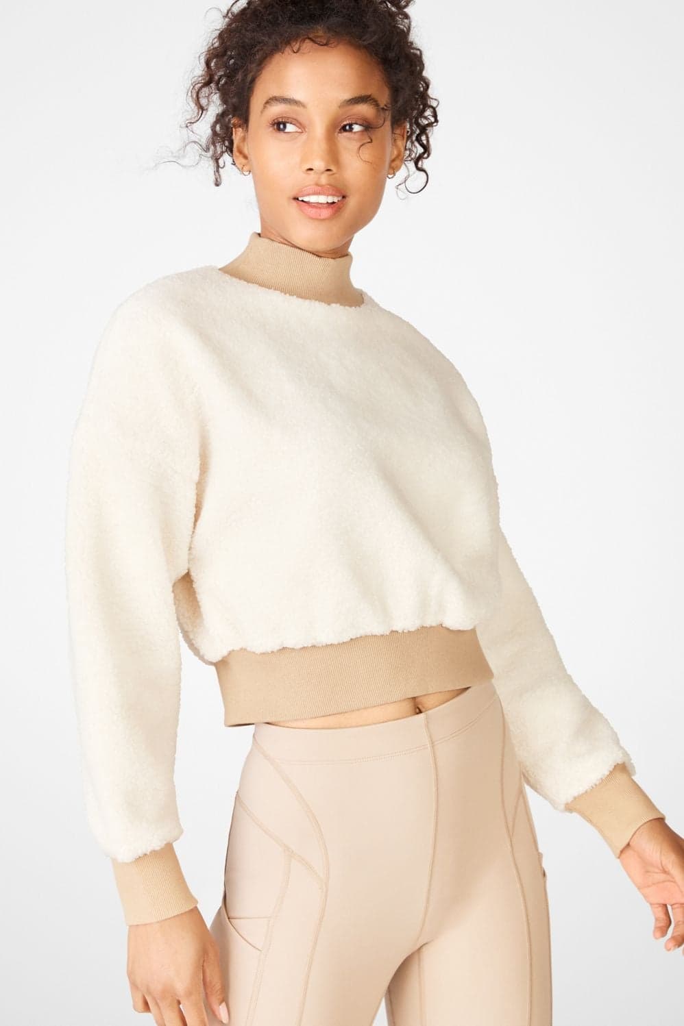 Fabletics Malia Polar Fleece Pullover — Warm ivory white knitwear — image 1 of 3