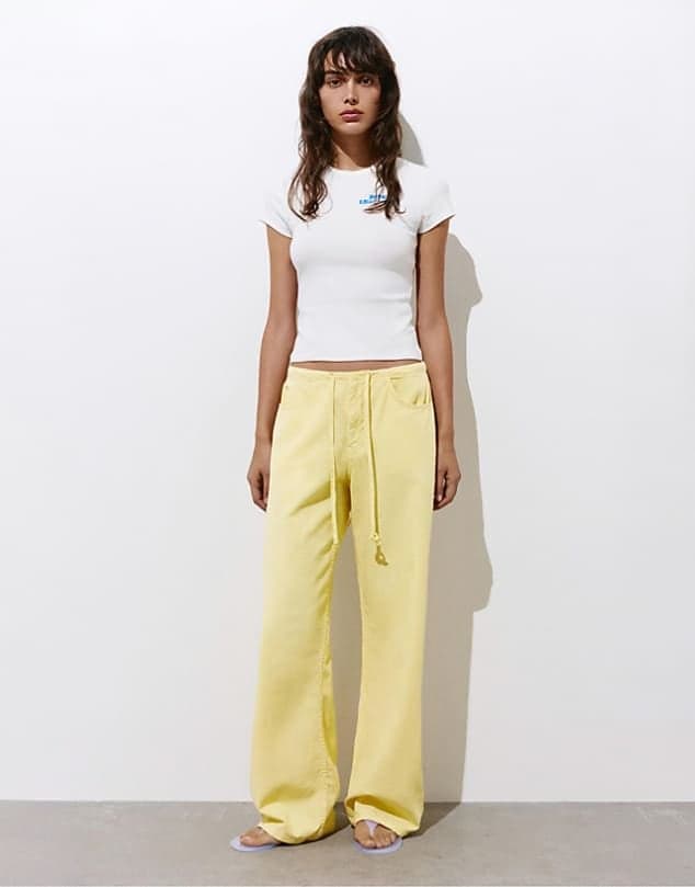 ASOS Pull&Bear Straight-leg drawstring trousers in yellow — Buttery yellow trouser